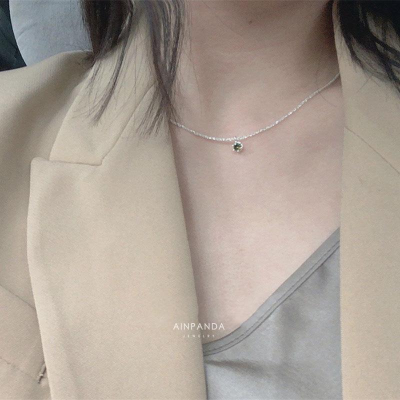 Buy Trendy Silver Color Necklace Green 