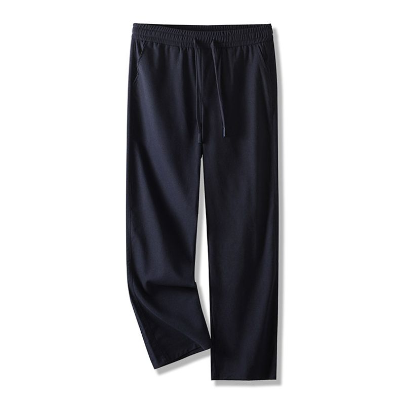 Foreign Trade Export To Domestic Sales Linen Pants Men's Summer Straight Thin Cotton and Linen Pants Loose Old Money Style Casual Men's Trousers