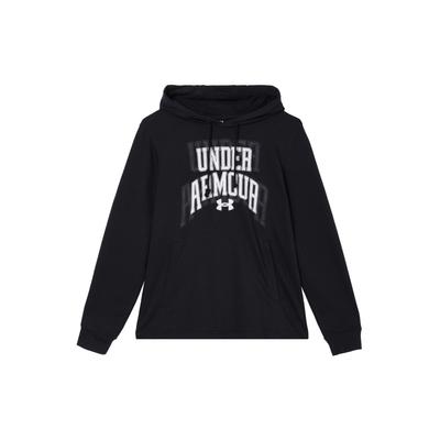 Under Armour Rival Letter Print Cotton Blend Hooded Training Sweatshirt Men Sweatshirt Black 1379766-001