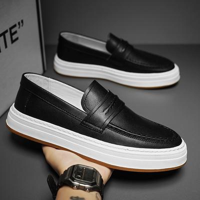 Britischer Stil Herren Dicke Sohle Designer Slipper Hohe Qualität Flach Lässig Leder Business Schuhe Outdoor Bequemer Fahrschuh