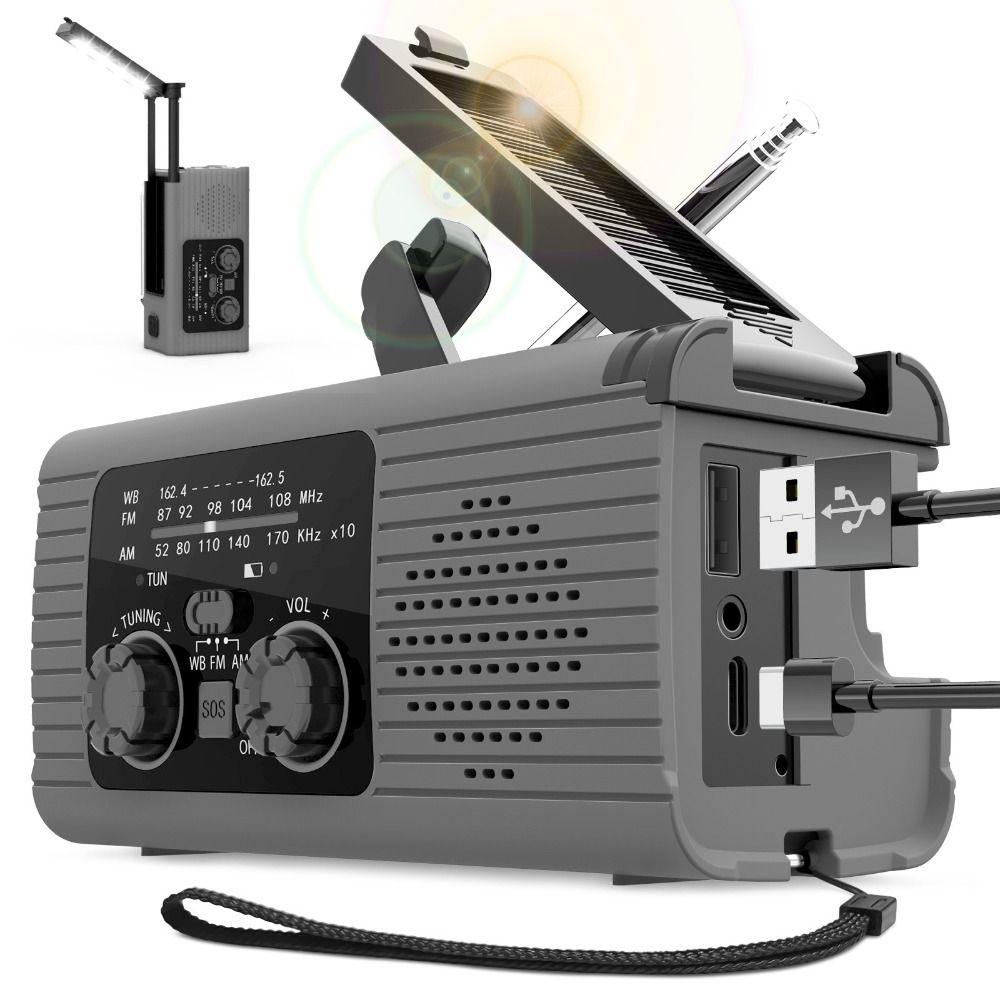 Radio z baterią 4000MAh, radio z alertem pogodowym, radio ładowane przez USB, radio z ładowaniem solarnym, sytuacje awaryjne