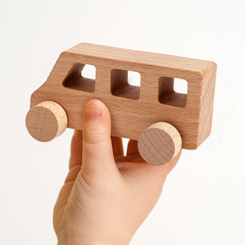 Wooden Infant Handheld Car Toy With Nonelectric Design For Early Learning And Play