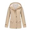 European and American Style Women's Hooded Windbreaker Coat, Fleece-lined, Waterproof, Suitable for Spring and Autumn.