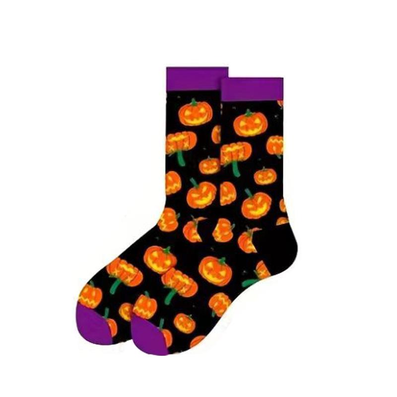 Men's Autumn and Winter Fashion New Halloween Pumpkin Funny High Socks