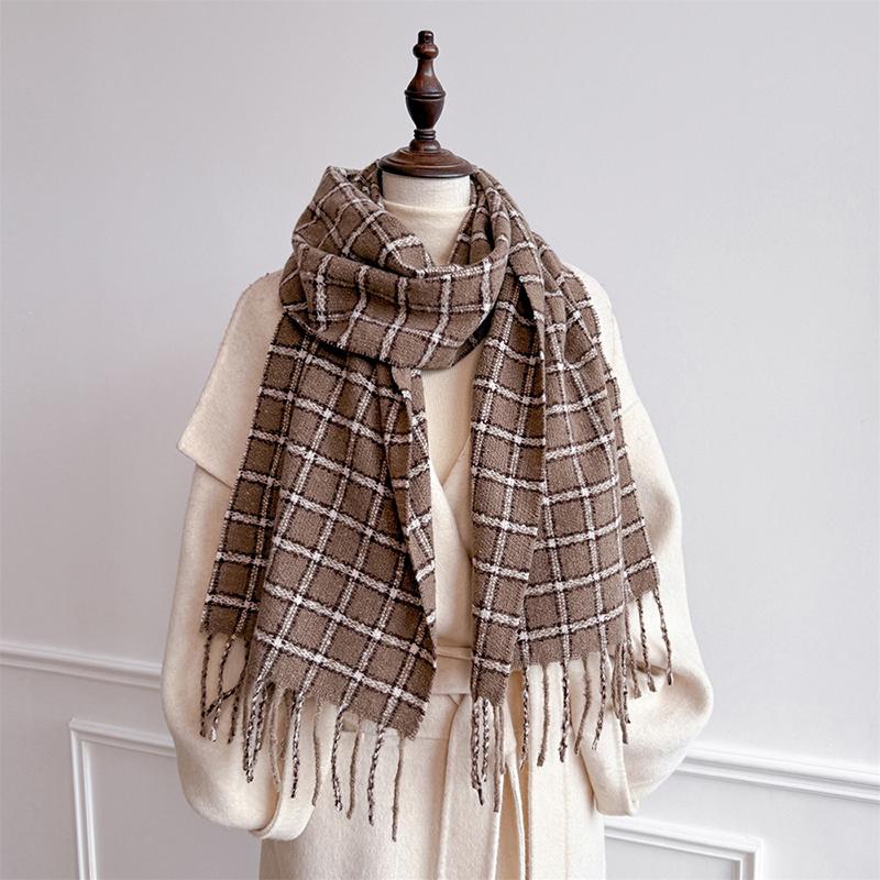New Fashion Imitation Cashmere Scarf  for Women Warm  Plaid Wraps Neckerchief Winter Tassel Echarpe Poncho Shawls Stole