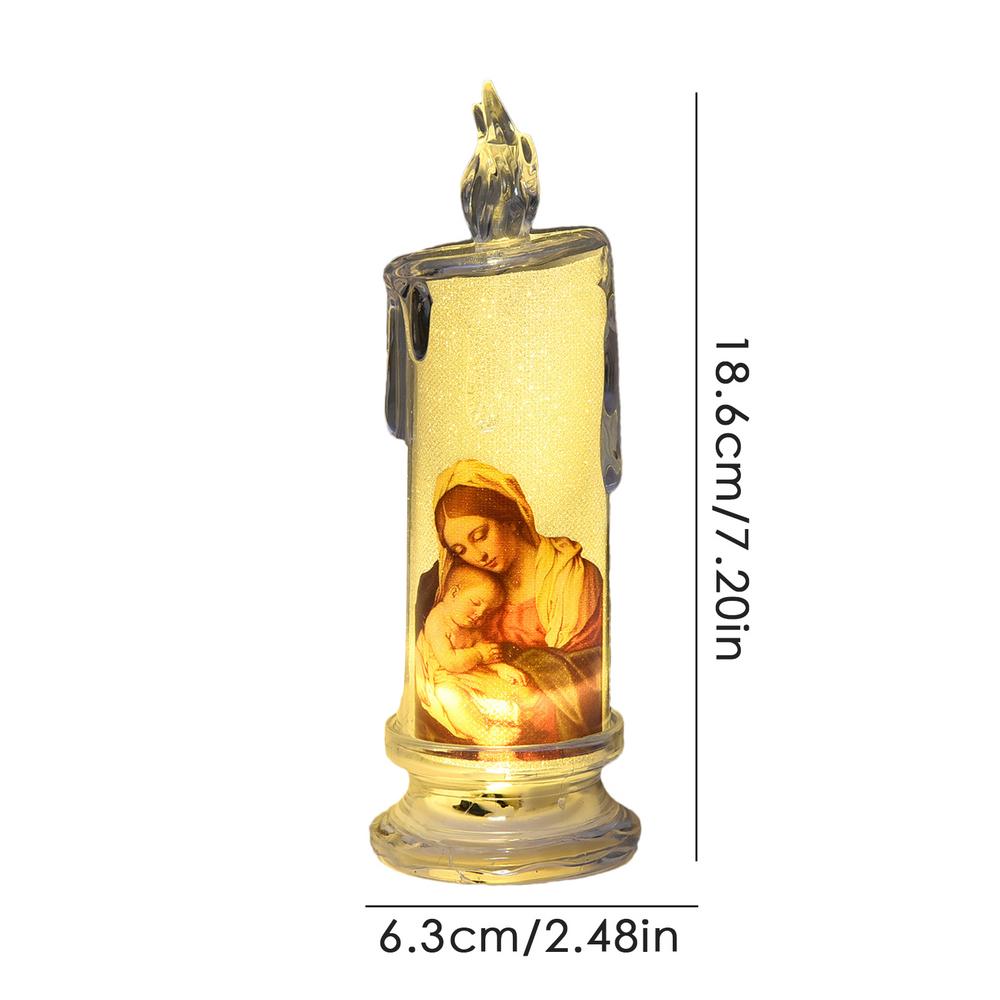 

Jesus Catholic Christian Religious Ceremony Virgin Electronic Flameless LED Devotional Prayer Candles Light Religious Decoration