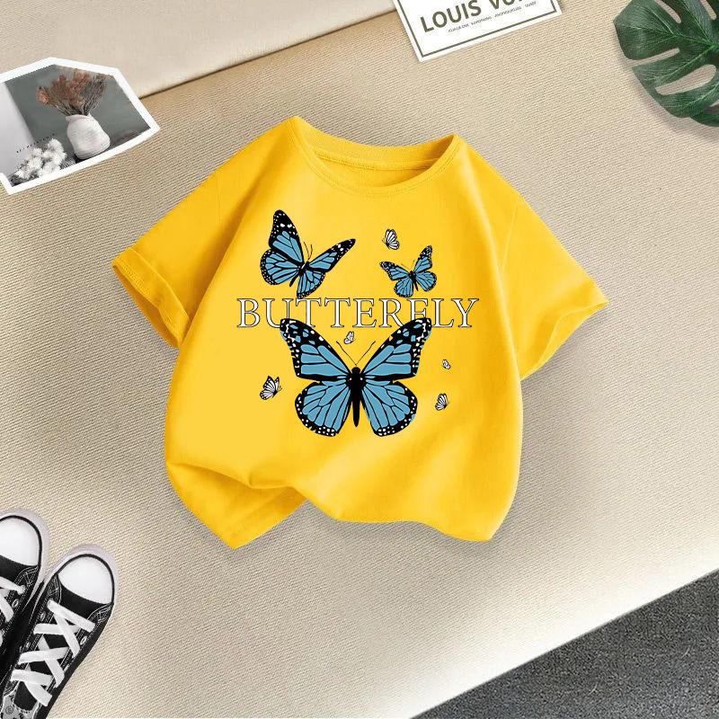 T-shirt décontracté à manches courtes pour enfants - T-shirt d'été ample pour filles avec nœud