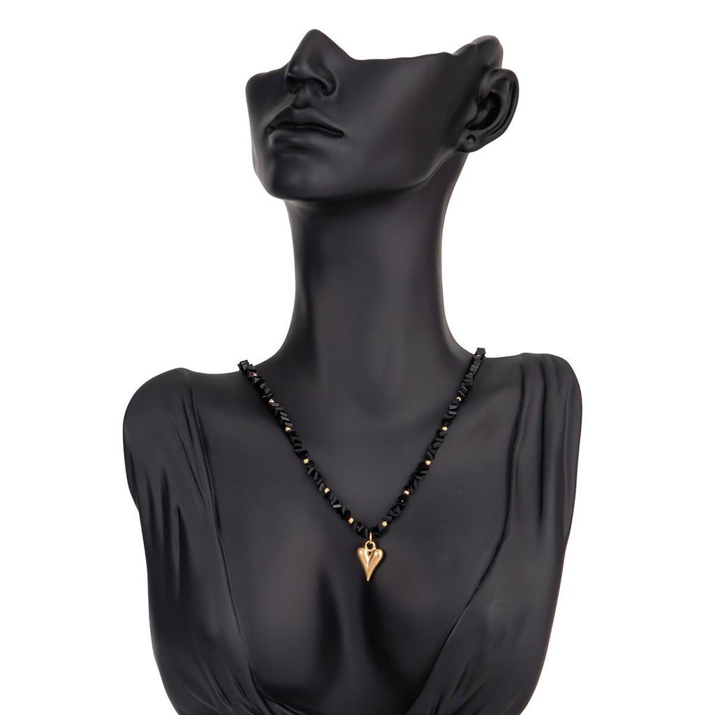 Simple and Fashionable Crystal CCB Bead Collarbone Necklace Ins Drip Oil Love Pendant Necklace for Women