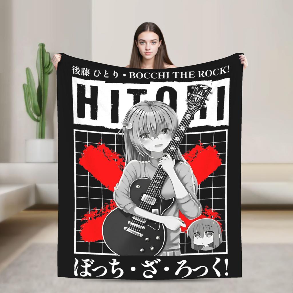 Bocchi the Rock! Hitori Gotou Blankets Anime Flannel Vintage Warm Throw Blankets for Bed Sofa Summer