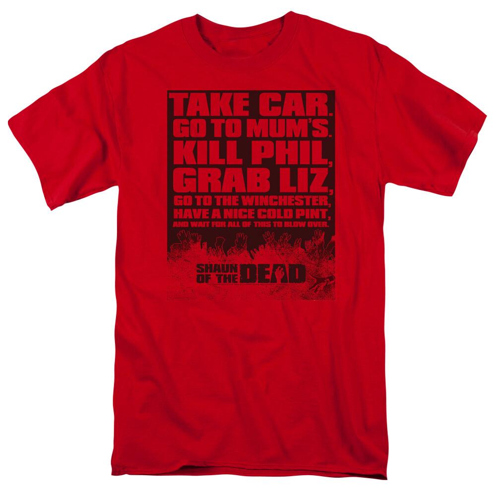 26 Shaun of the Dead List T Shirt Mens Licensed Movie Tee Red Unisex T-Shirt L