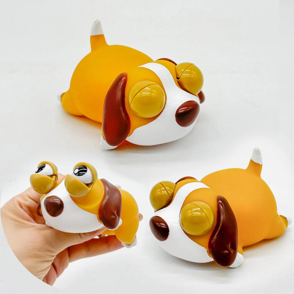 Stress Relief Squeeze Funny Toys Kawaii Big Eyes Puppy Squishy Cute Dog Figures Soft Rubber Anti-Stress Kids Gift
