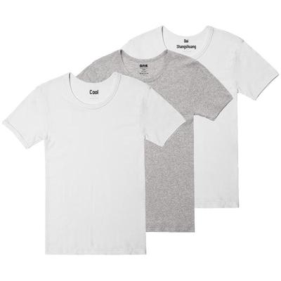 Yiershuang Men's 100% Cotton Ribbed Crewneck Undershirts 3-Pack