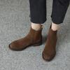 Autumn/Winter Women Boots Genuine Leather Women Shoes Round Toe Chunky Heel Shoes Ankle Boots Modern Chelsea Boots