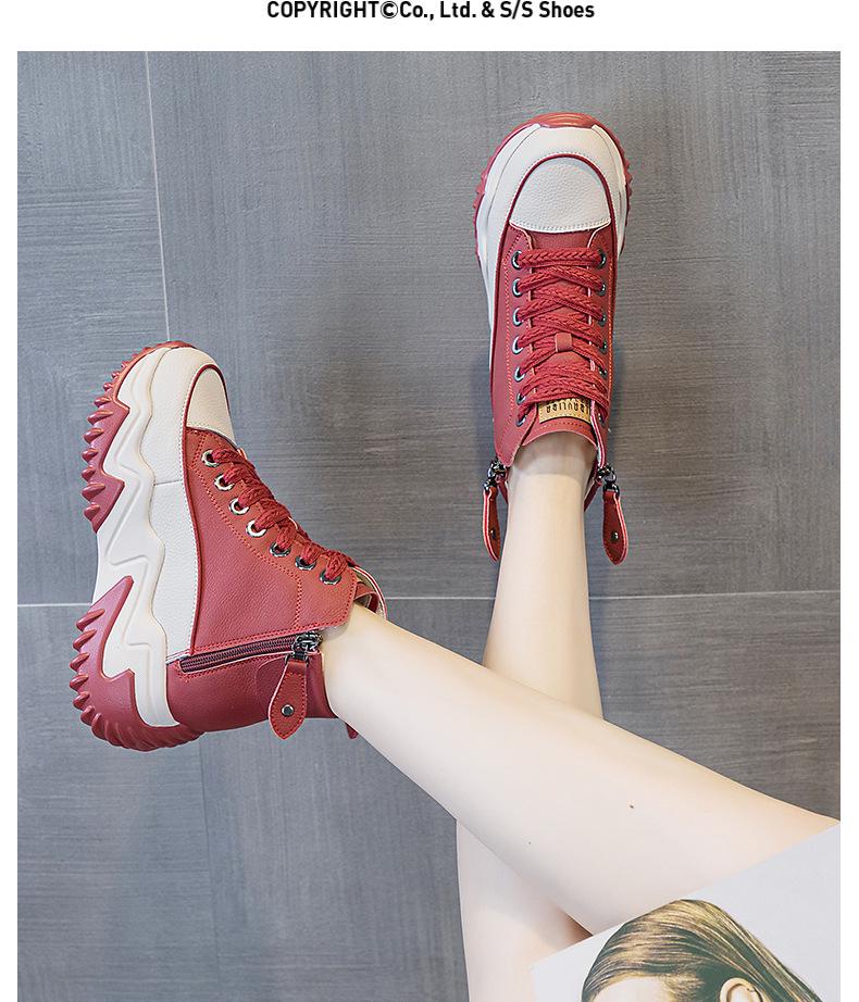 677 Damen 7CM Versteckter Absatz Echtes Leder Plateau Schuhe - Frühling 2025 Koreanischer Stil