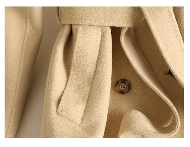 M Familie High-End Wollmantel: Doppelseitig, Überknie, Hepburn-Stil für Damen