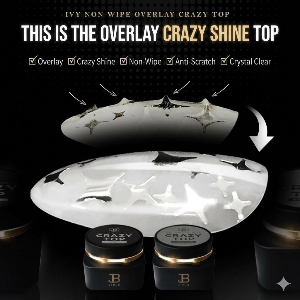 [Jinbi] Gel Top Crazy No-Wipe Suave/Estándar/Espeso 3 Tipos, para Arte de Uñas Perfecto (1 Unidad 40g)