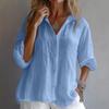 Ladies Fashion Color Linen Long Sleeve Casual Shirt