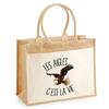 Beach Bag - PLANETEE - Jute with Pocket Eagles C'est La Vie - Natural Cotton - Multicoloured - 43x33 Cm