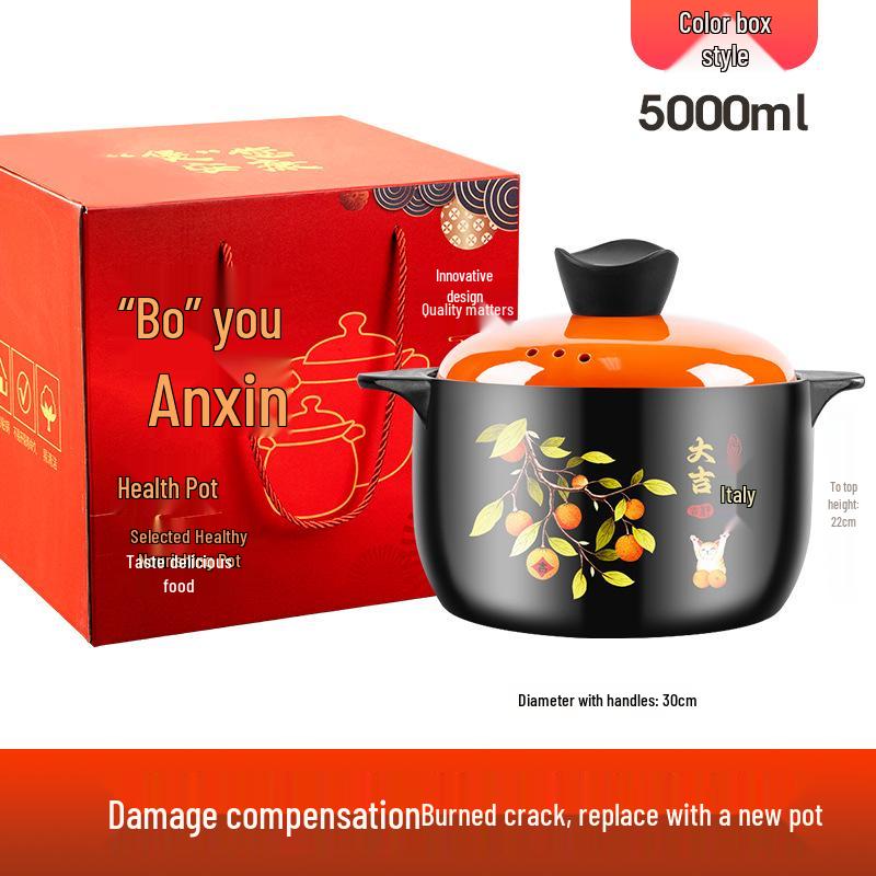 Ceramic Casserole Gift Set: High-Temperature Resistant Soup and Stew Pot for Dry Burning Gas Stoves.