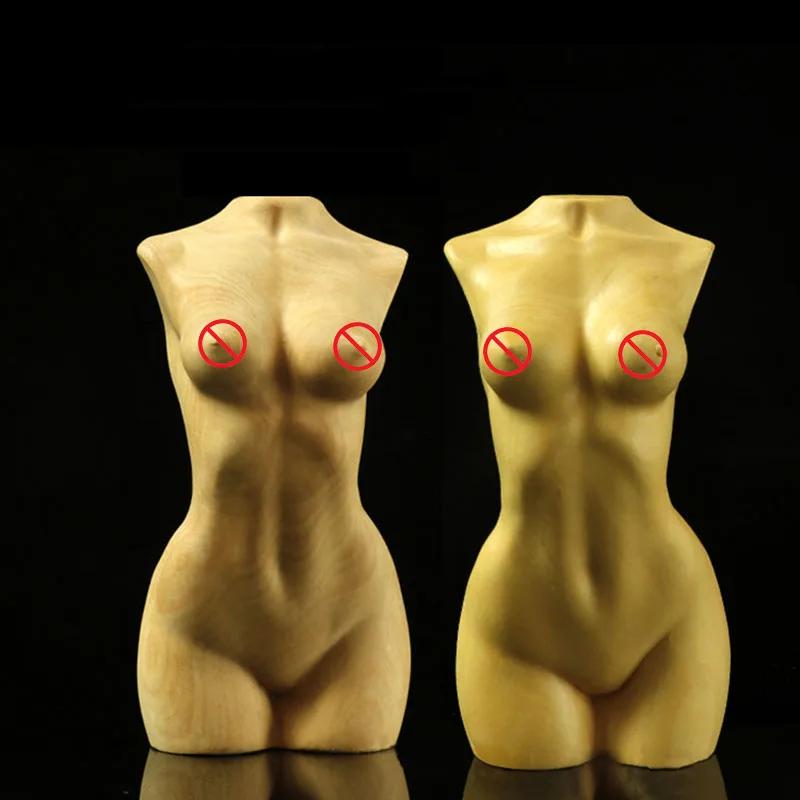 Body Art Sculpture Ornaments Wooden Bust Portrait Figurines Boxwood Wood Carving Craft Statue Home Decoration Accessories Modern