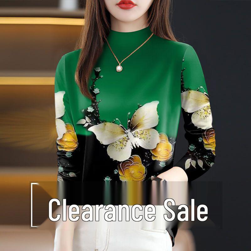 

Cozy Fleece-Lined Floral Tummy-Covering Long-Sleeve Top for Women S for up to 80 kg