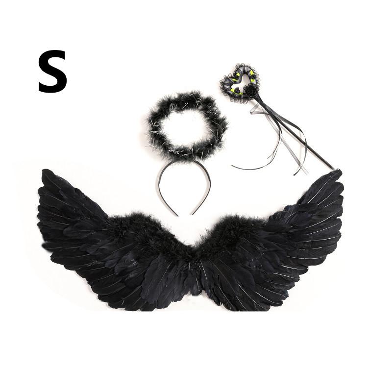 

Крыло Хэллоуина Опора Крыла ангела с перьями Черные крылья S