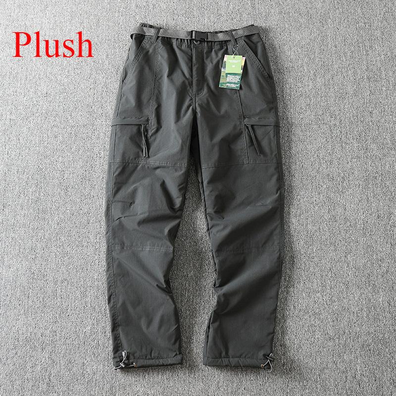 Pantaloni cargo noi pentru bărbați din pluș, calduri, drepte, îmbrăcăminte supradimensionată, gri, versatil, haine de lucru, pantaloni de jogging negri, pantaloni casual din bumbac