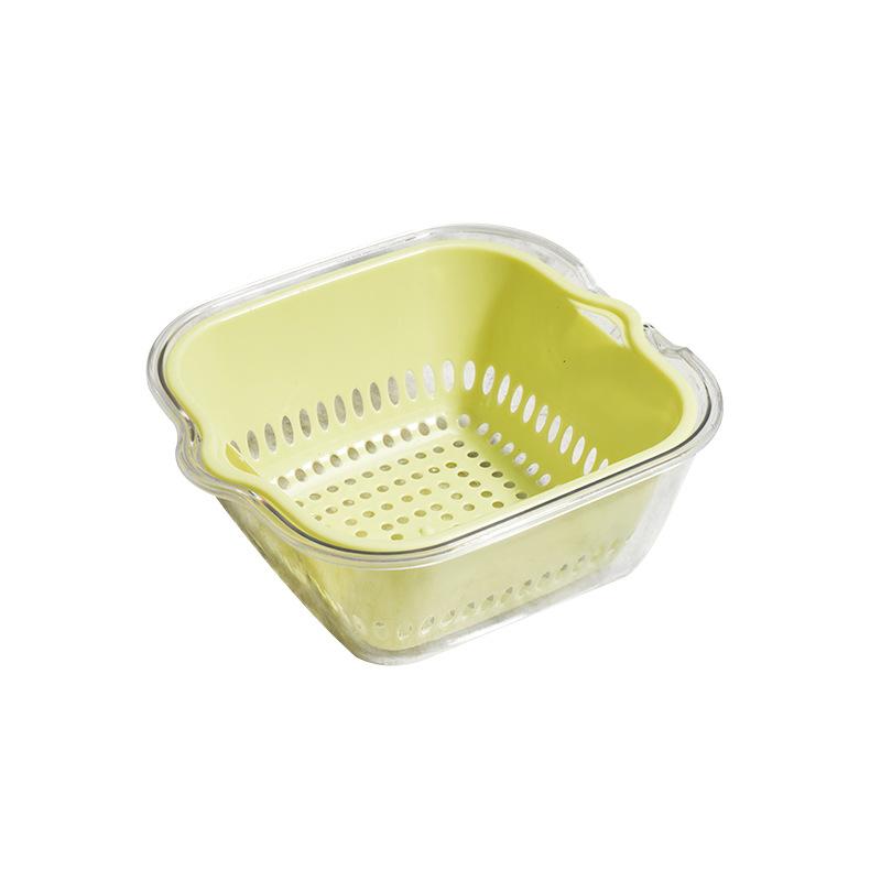 Mini Double-layer Vegetable Washing Basin, Draining Basket, Kitchen Household Plastic Fruit Washing Plate, Living Room Vegetable Basket