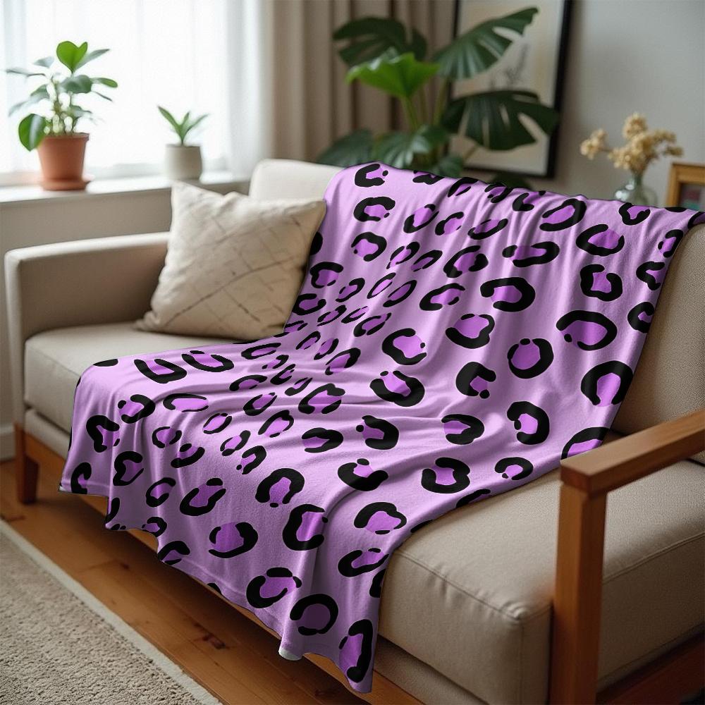 Lavender Leaf Texture Anime Cartoon Flannel Blanket Soft Warm Throw for Bedroom Sofa Car Kids Holiday Gift