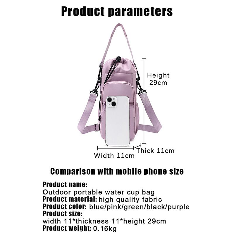 Tragbare Wasserflaschentasche mit verstellbarem Riemen Thermobecher Isolierte Schutzhülle Handytasche Outdoor-Sport-Reisetasche