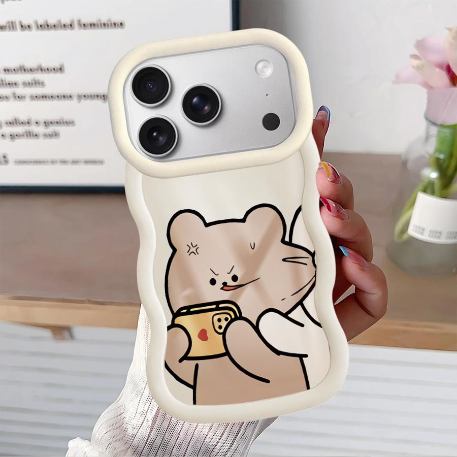 Couple Rabbits Bite Bear Soft Phone Cover Case for iPhone 16 Pro Max 8 14 13 12 11 15 Plus 17 Air XR