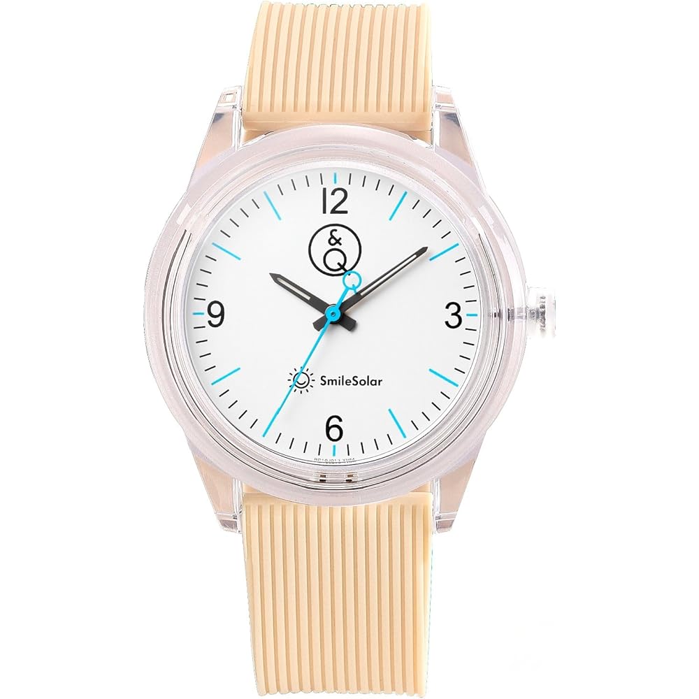 Q&Q SmileSolar Analog Solar Watch Waterproof with Urethane Strap White Beige
