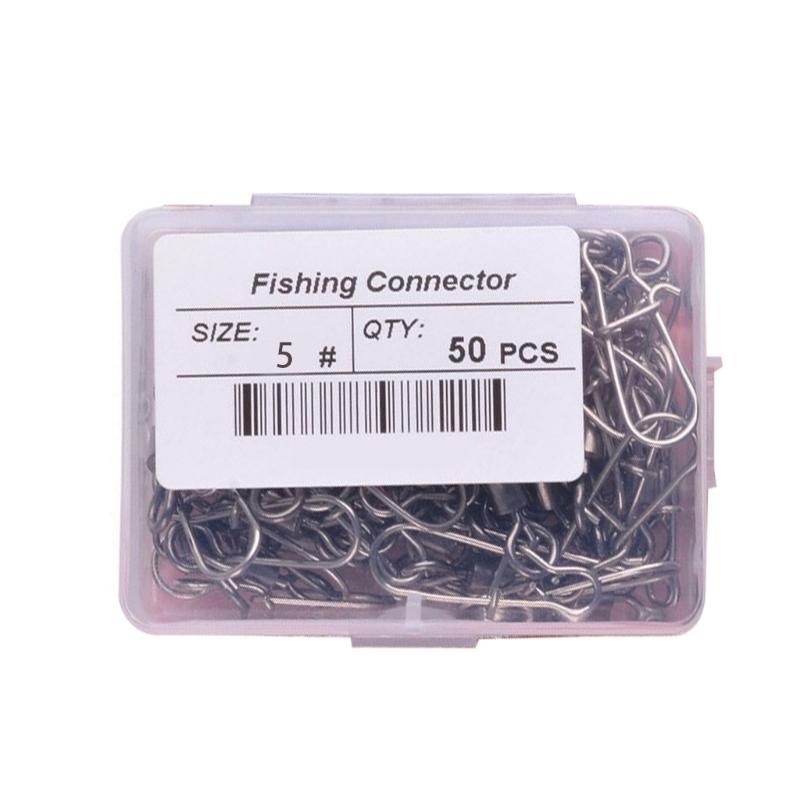 50Pcs Rolling Swivels Barrels Fishhooks Rings Stainsless Steel Snap Fishhooks Lure Swivels Tackle Fishing Accessorys
