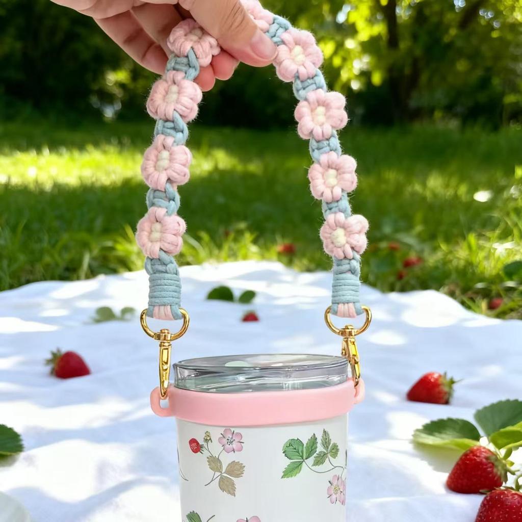 Woven Flower Strap for Water Bottles and Thermos Cups
