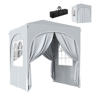 Zahradní altán 2 x 2 m pop-up skládací stan nastavitelná výška UV50+ ochrana 4 boční panely taška světle šedá