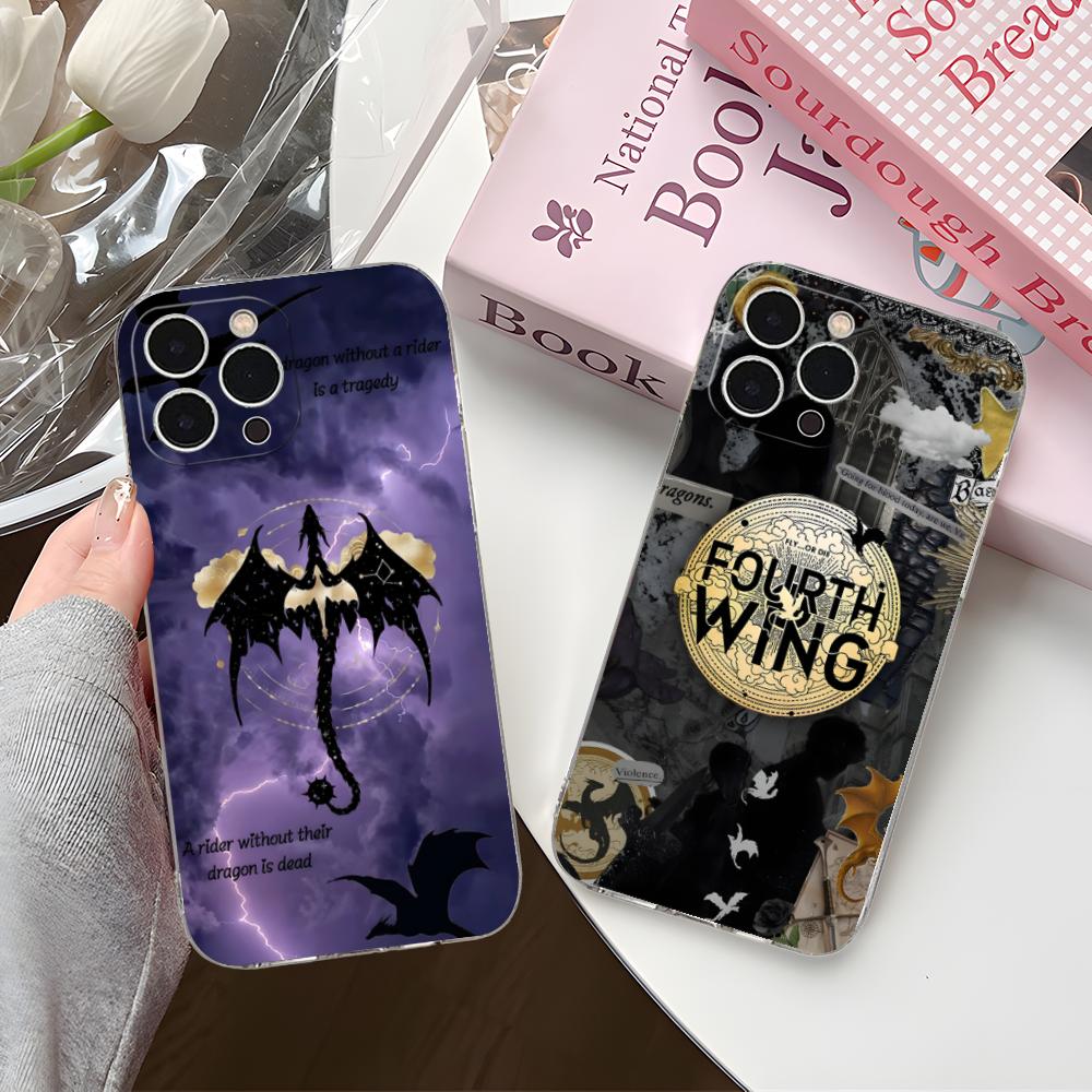 Anime Fourth Wing Phone Case for iPhone 16 15 14 13 12 11 X XR XS 8 6 Pro Max Plus Mini Clear Colour Printing Smartphone Cover