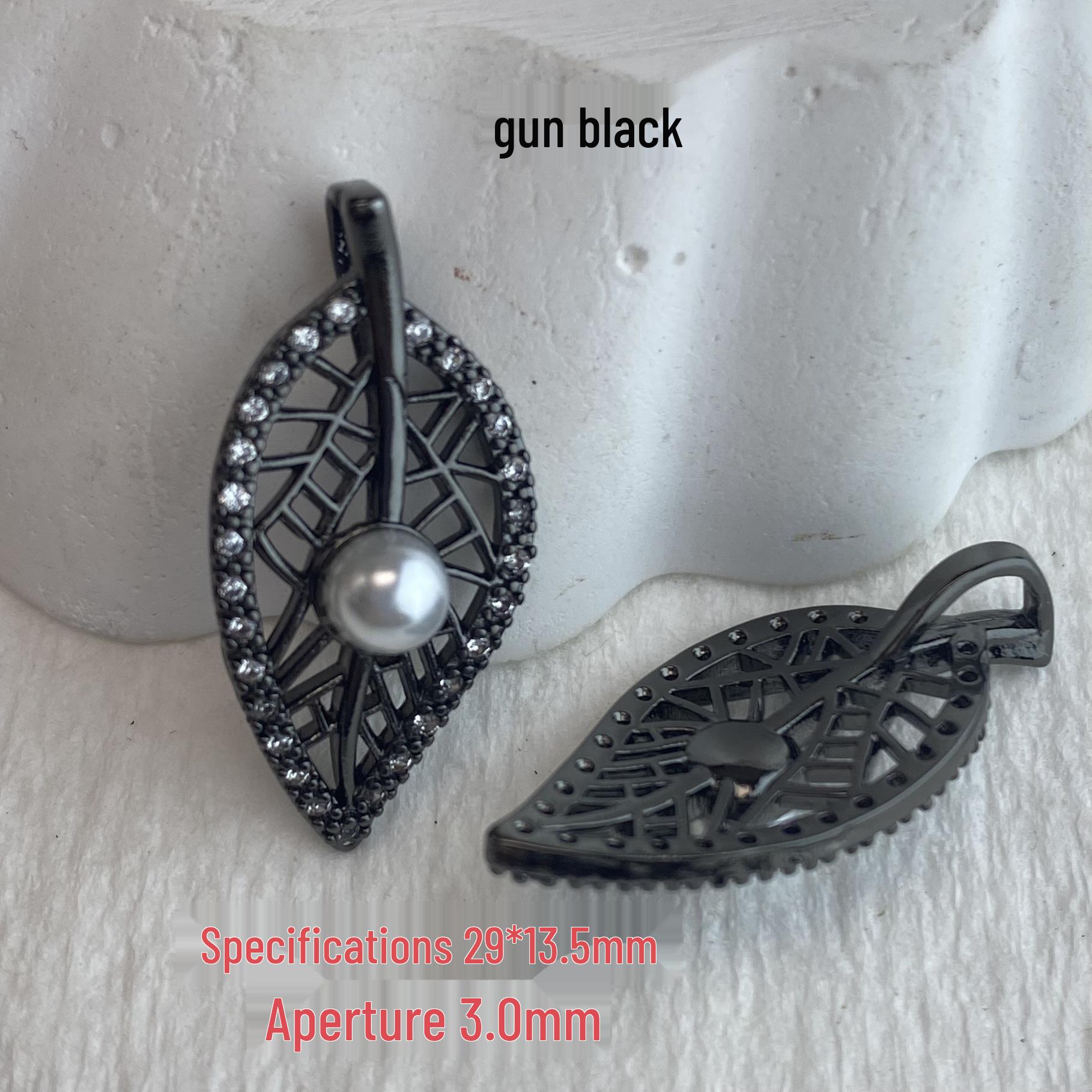 

DIY Jewelry Accessories: Rhinestone Leaf Pendant Base with Pearl Holder and Round Bead Charm
