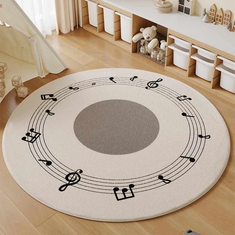Cartoon Style Bedroom Decor Round Carpet Thick Plush Carpets for Living Room Fluffy Soft Children's Floor Mat Washable Study Rug