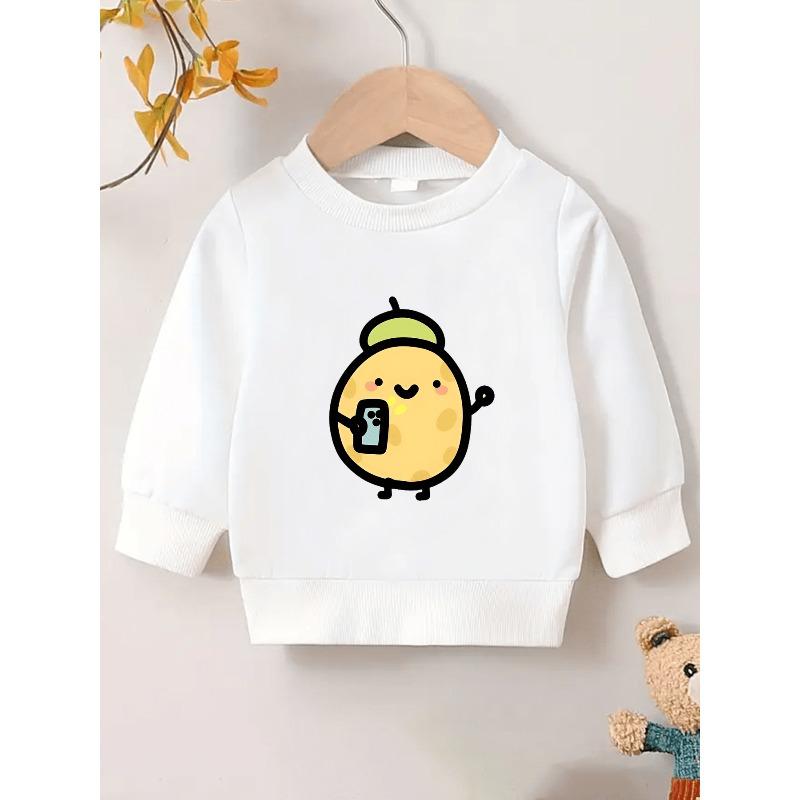European Sizes Cute Potato Pattern Long-Sleeve Sweatshirt for Kids Aged 0-3, Perfect for Spring And Autumn