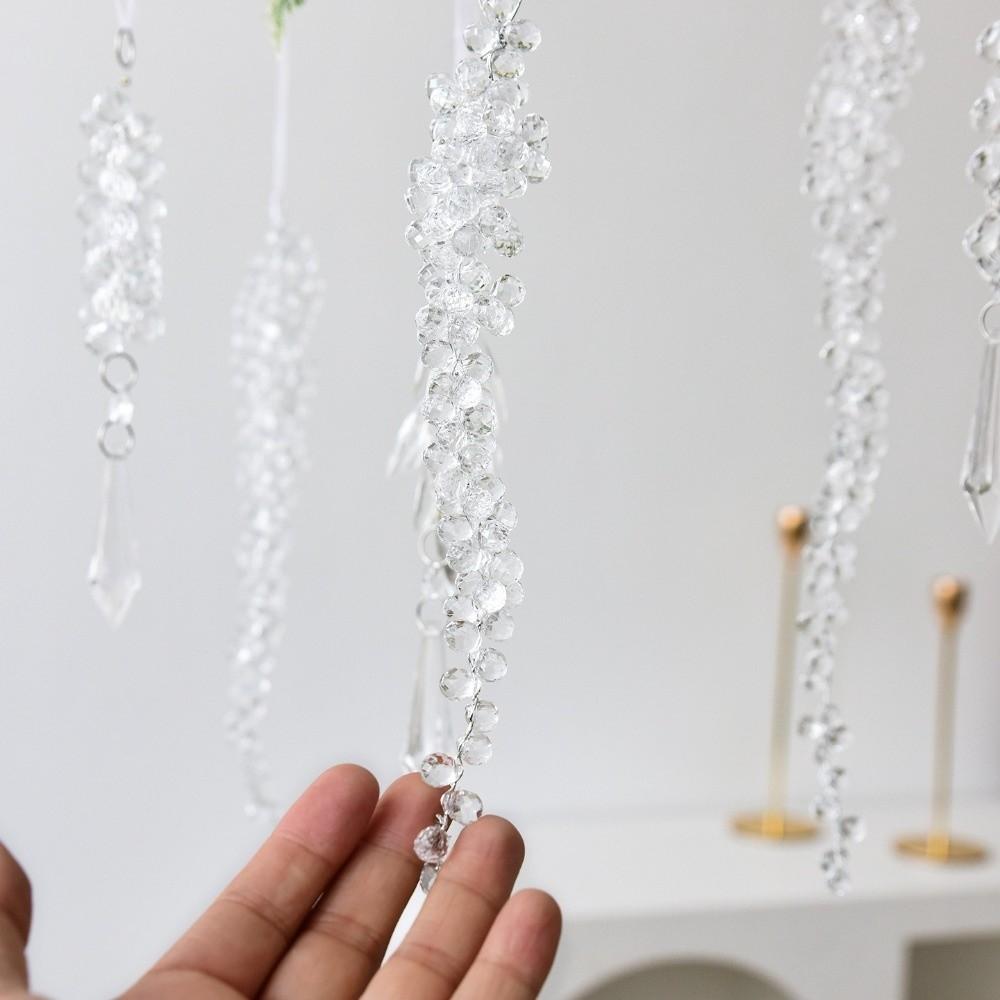 New Ice Crystal Snowflake Christmas Tree Pendant Clear Hanging Christmas Ornament Acrylic Christmas Decoration Party Supplies