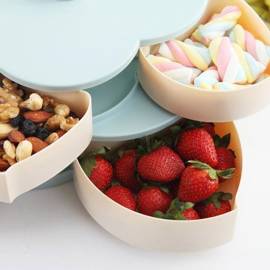 

Fruit Plate with Lid 10 Easy to Divided Compartments Clean Snacks Dips Party Appetizers Plastic