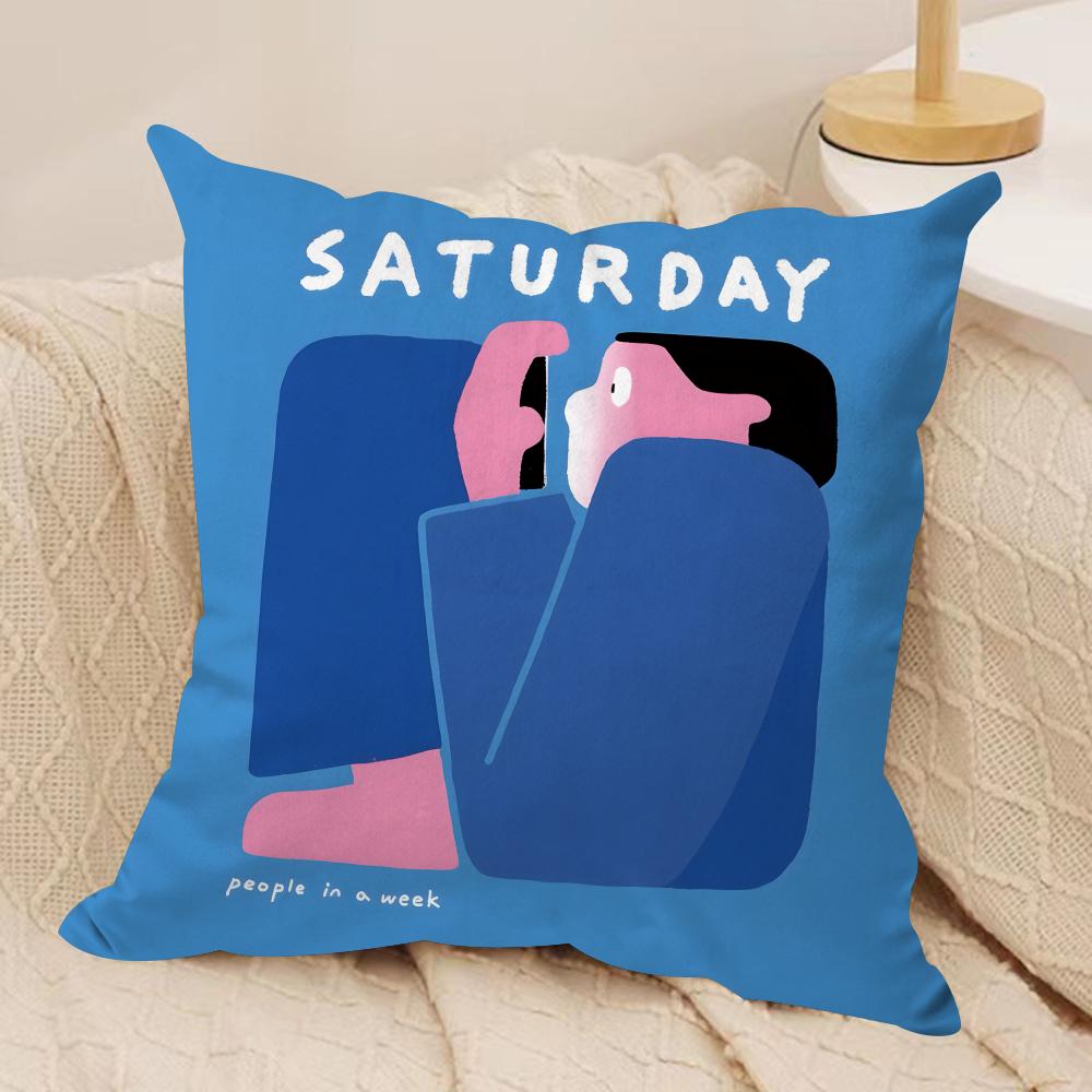 People Living in a Frame Cushion Cover Silky Short Plush Double-Sided Printed Pillow Case for Sofa All Seasons Home Decor Gift