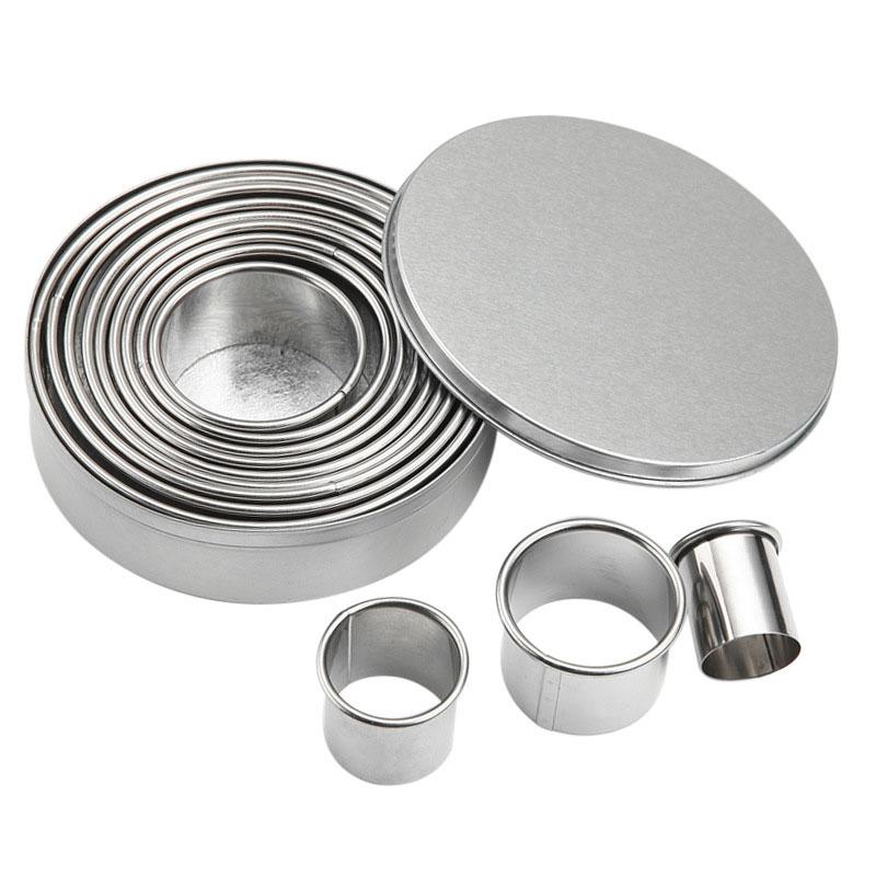 304 Nerezový Mousse Kroužek Výška 3cm Průměr 3-12cm 12 Ks/Sada Pečicí Nástroje Kuchyňské Doplňky Vykrajovátka Forma