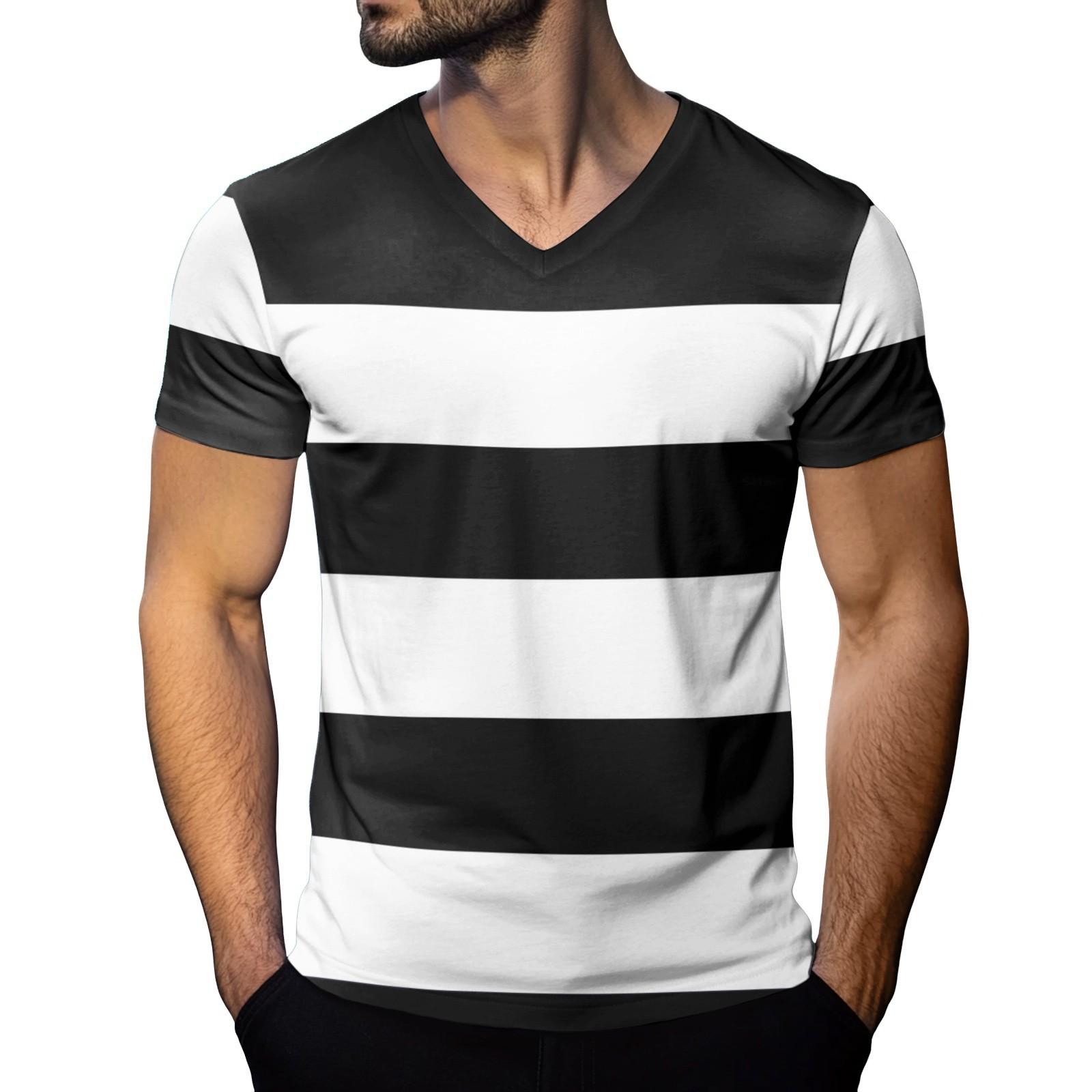 Мужская модная футболка с коротким рукавом и V-образным вырезом L чёрный 1173₽