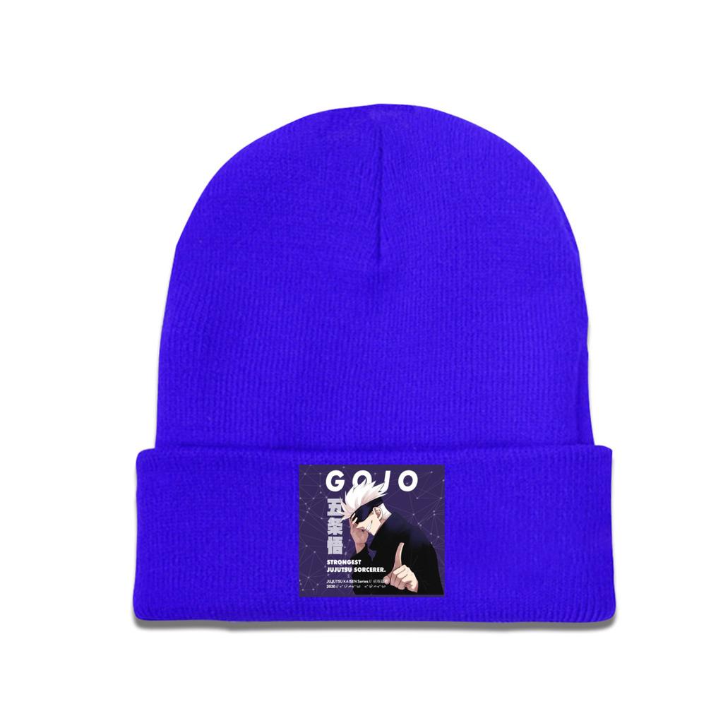 Jujutsu Kaisen Gojo Satoru Knitted Caps for Women Unisex Beanie Winter Hat Polyester Anime Japan Manga Hip Hop Caps