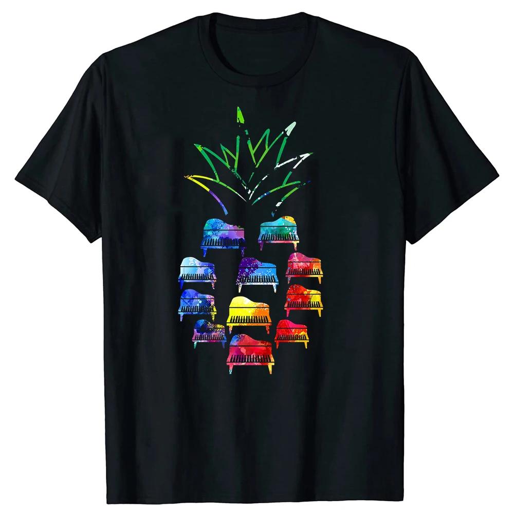 Piano Ananas Esenciální Retro Klasický Retro Vintage Tričko Klávesy Přehrávač Hudby Streetwear Krátký Rukáv Klavírista Dárek Tričko