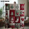 Coperta Morbida di Peluche Natalizia, Motivi Festivi Rosso Verde Bianco con Alberi Fiocchi di Neve, Morbida Decorazione per Divano Letto Stagione Unica, Regalo di Natale