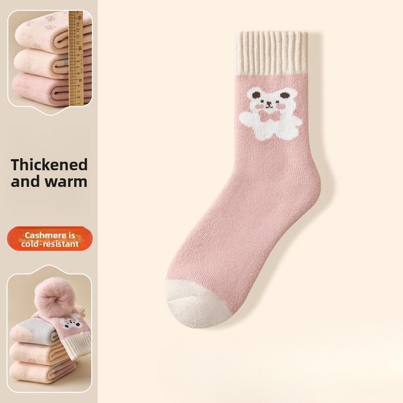 

Female Autumn and Winter Plush and Thick Warm Deodorizing Sleep Wool in The Tube Socks 1 pair