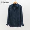 Fanzhen Women's 100% Mulberry Silk Jacquard Blouse