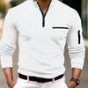 T-shirt casual da uomo alla moda primaverile e autunnale, camicia a quadri da uomo, camicia sportiva con cerniera sul braccio